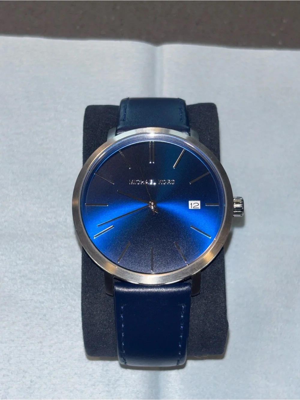 Michael Kors Blue watch - Leather Strap with Silver Case